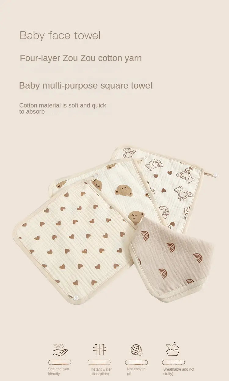 4 Layers Cotton Gauze Squares Towels for Newborns