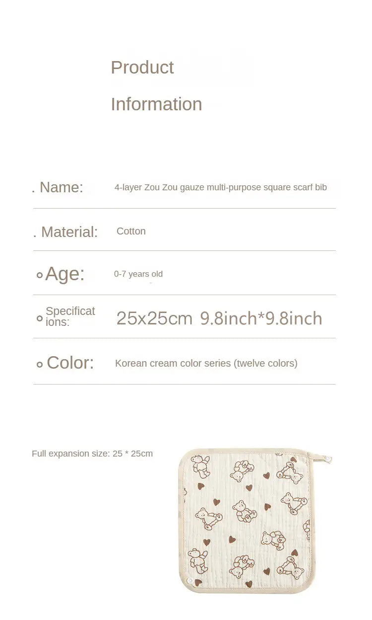 4 Layers Cotton Gauze Squares Towels for Newborns