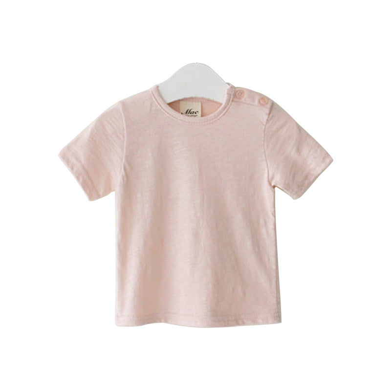 Soft Comfortable Short Sleeve Solid Color T-Shirt for Kids