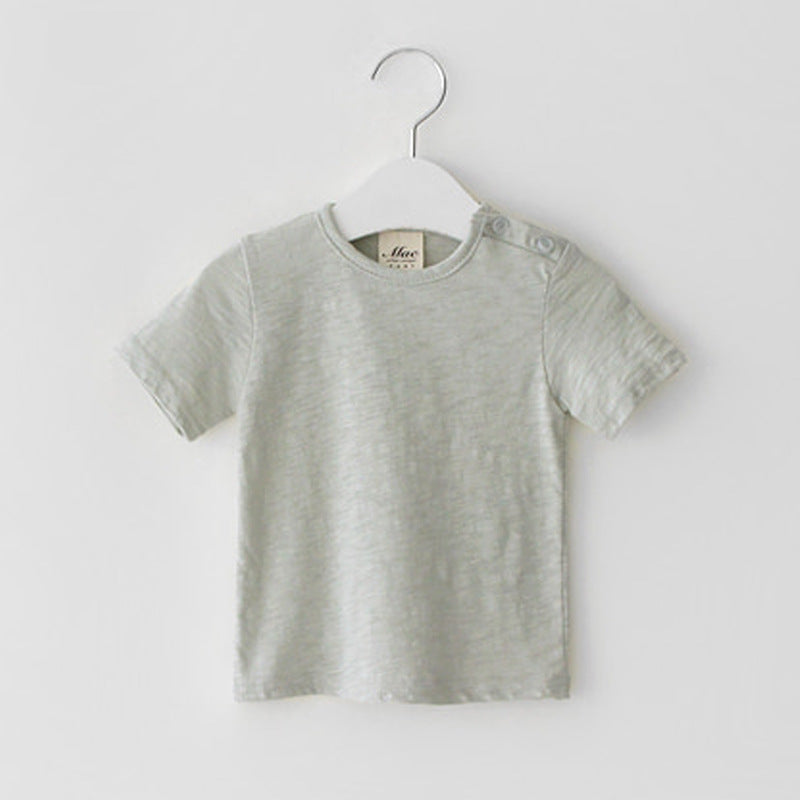 Soft Comfortable Short Sleeve Solid Color T-Shirt for Kids
